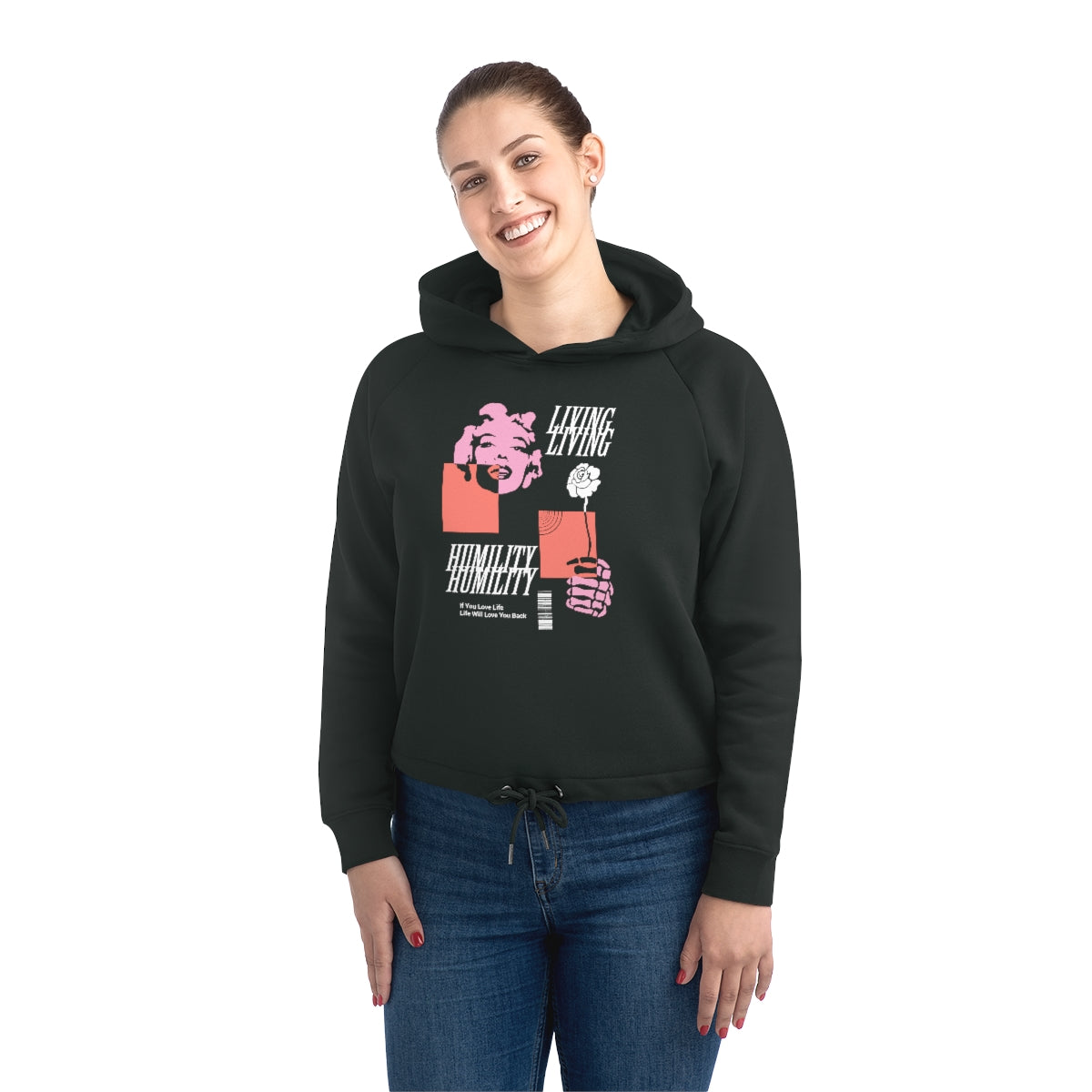 Living Cropped Hoodie Sweatshirt